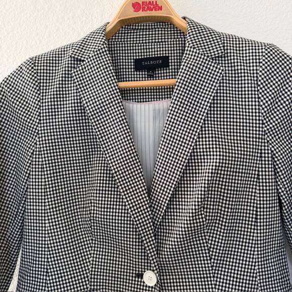 Talbots Gingham Single Button Blazer Black/White Pockets Vent Lined Women's 6 - Picture 4 of 13